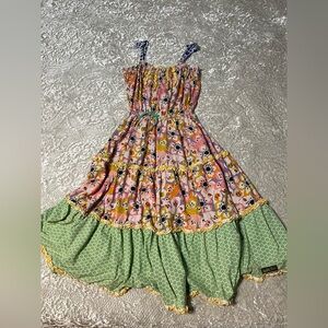 Matilda Jane Girls Floral Tiered Sundress in Pink and Green. Size 6